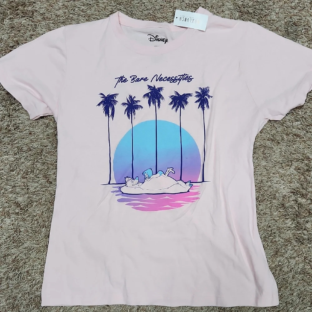 Disney Light Pink T-Shirt with Blue and Purple Graphic - Picture 1 of 1